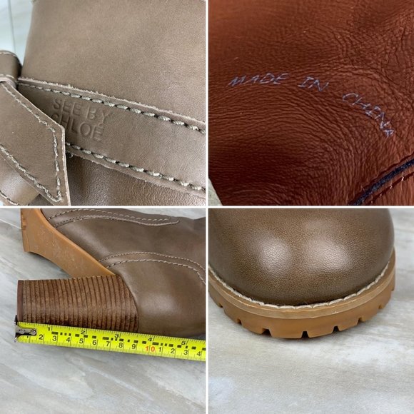 See By Chloe Brown Leather Mid Calf Boots Size 7 - Picture 10 of 16